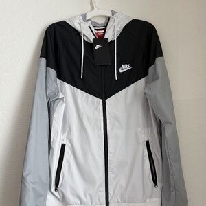 Nike Windbreaker Jacket Windrunner Hoodie White Black Gray Mens Small Full Zip